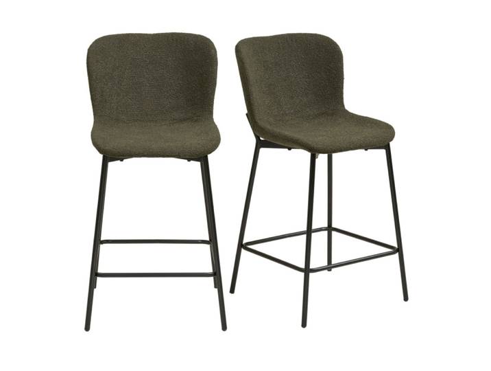 Tabouret de bar en tissu vert (x2)