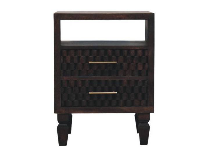 NACHTTISCH Rich-Velvet-Mocha-Finish, 2 Schubladen, 1 offenes Regal, Dunkelbraun