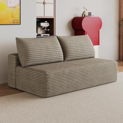 Loedds 95-inch 3-Seat Reversible U-Shaped Modern Fabric Sectional Sofa with Ottoman and Chaise for Living Room, Black