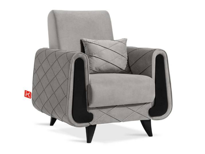 KONSIMO® Sessel Einzelsessel GUSTAVO III mit Armlehnen, hergestellt in der EU, mit Zierkissen, eleganten Nähten, Dekorative Elemente in Holzoptik