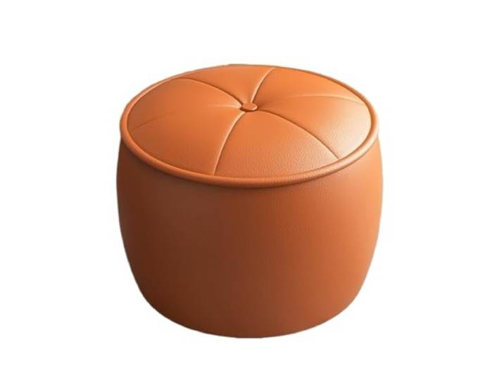 DANNMPX Sitzhocker Wohnzimmer Fußhocker Leder Runder Hocker Vielseitig Bequem for Zuhause Zusätzliche Sitzplätze(Orange)