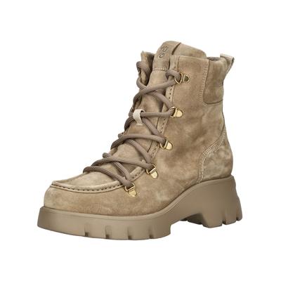 Schnürstiefelette PAUL GREEN "Paul Green Stiefelette Veloursleder", Damen, Gr. 38,5, beige, Veloursleder, Schuhe Schnürstiefelette