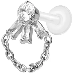 PTFE Labret mit Innengewinde + Titan-Aufsatz LOTUSBLÜTE + KETTE