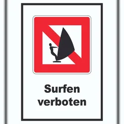 HB-Druck Windsurfen verboten Segelsurfen verboten Symbol und Text A3 (297x420mm)