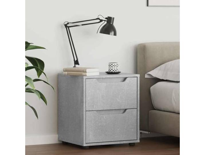 KTHLBRH Nachttisch Visnes grau Beton 45 x 40 x 50 cm Spanplatte 2 Integrierte Griffe, großer Stauraum, vielseitig verwendbar als Beistelltisch, leicht zu reinigen