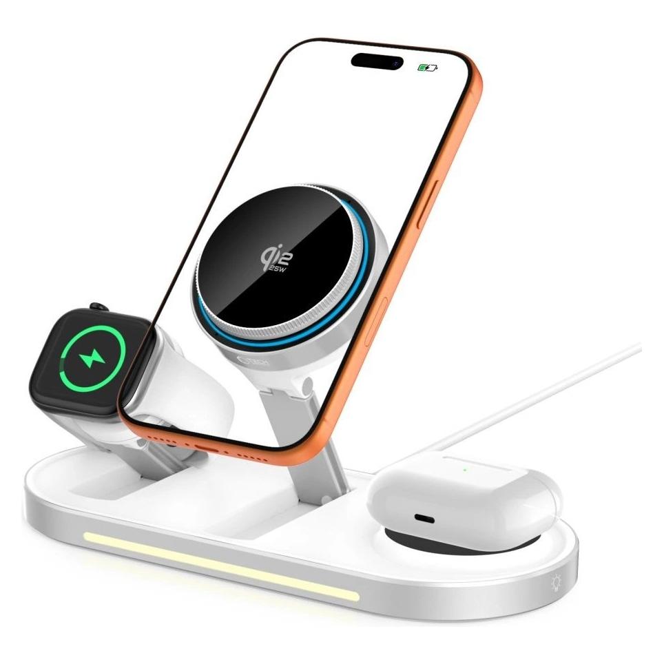 Tech-Protect A51 Arcticboost 3in1 Magnetic Magsafe Wireless Charger 25w Qi2.2 White (25 W) (5906302392971)