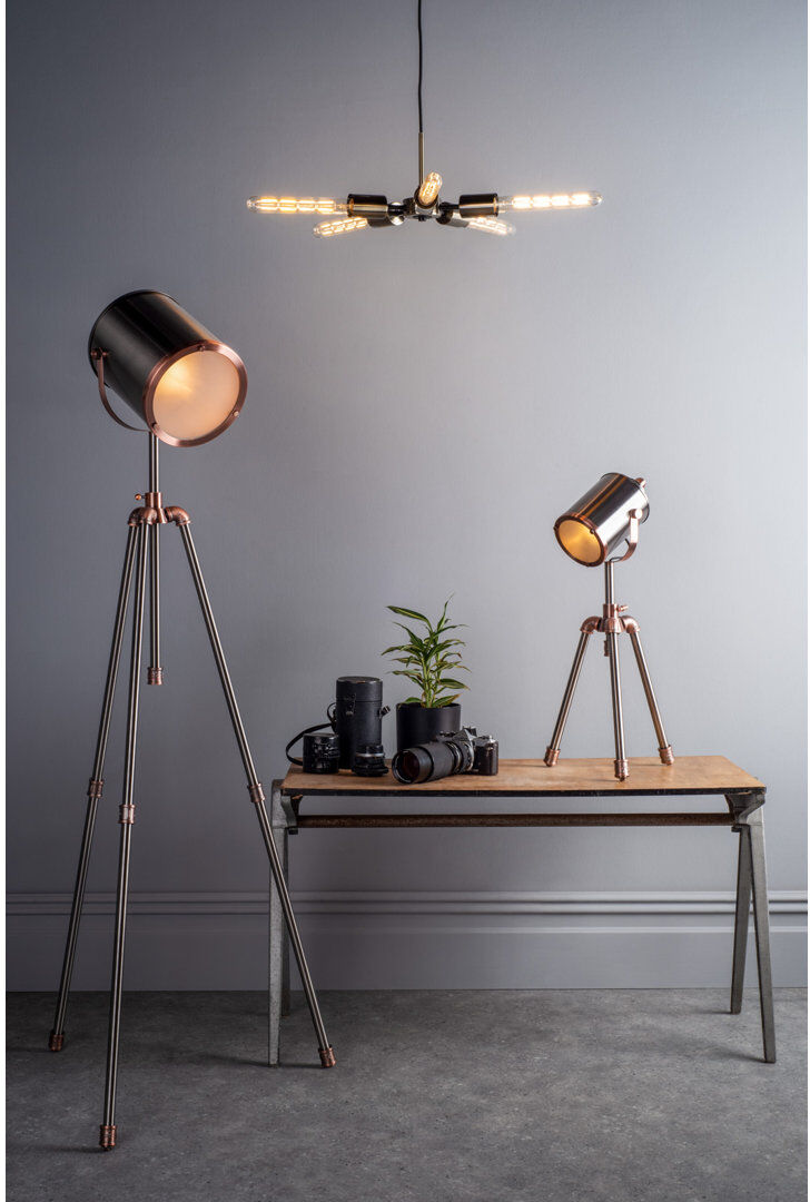 Rio Lillydale Metal Tripod Lamp Antique Silver 61cm H X 27cm W X 31cm D