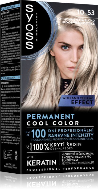 Syoss Permanent Cool Color coloration cheveux permanente avec ton froid teinte 10_53 Cool Light Blond 1 pcs
