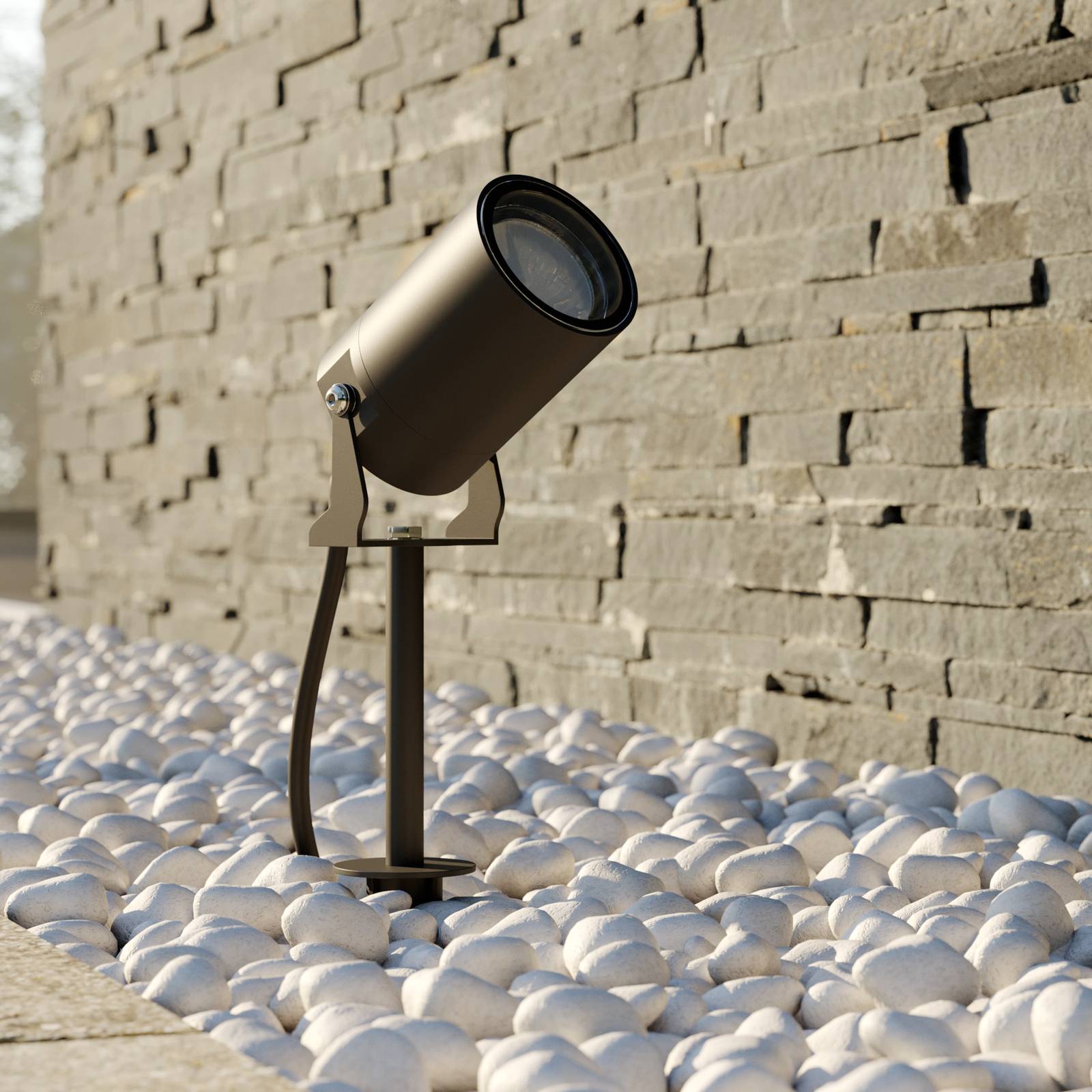 Lindby Lobelia Erdspießstrahler, GU10, IP65, verstellbar, schwarz, Aluminium, Modern