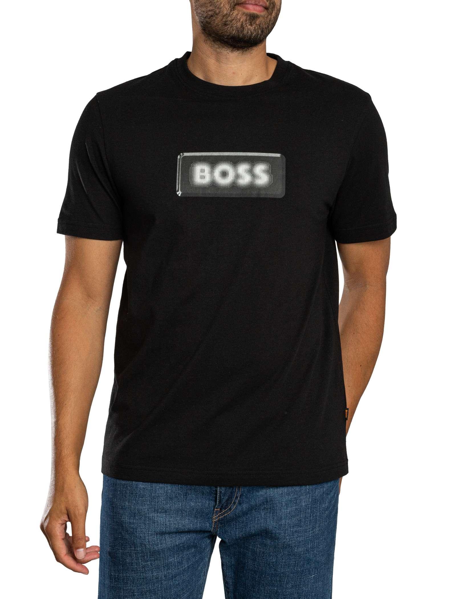 BOSS Effekt-Logo-T-Shirt, Schwarz