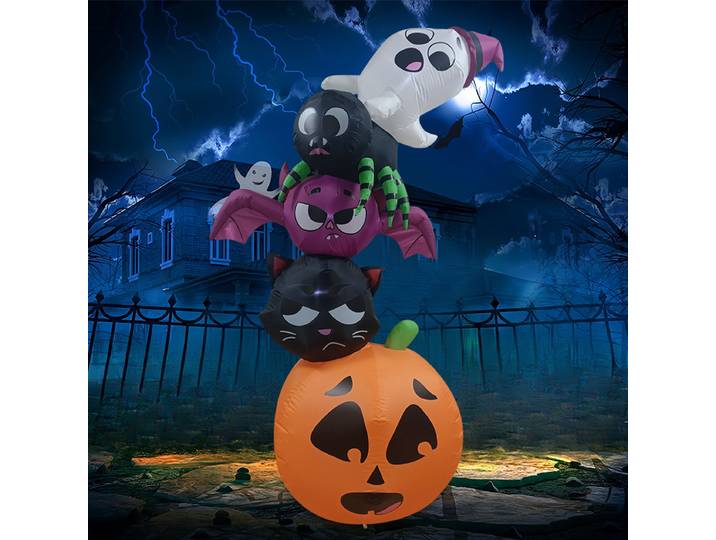 Décoration gonflable d'halloween de 1.8m, citrouille fantôme chat noir araignée chauve-souris combinaison ornements décoratifs de cour extérieure