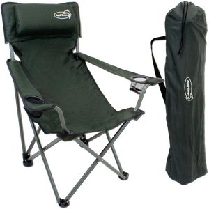 Angel-Berger Campingstuhl Luxus 180-00001, grün, bis 150 kg, mit Getränkehalter, faltbar, gepolstert