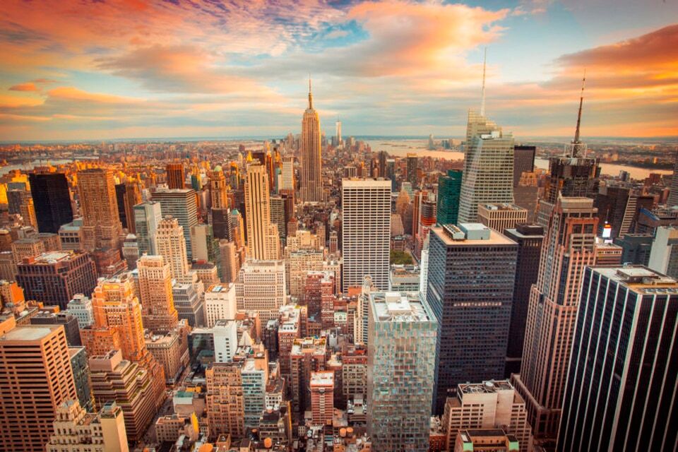 Fototapete PAPERMOON "Manhattan Midtown", bunt, B:3,5m L:2,6m, Vlies, Tapeten, Fototapete