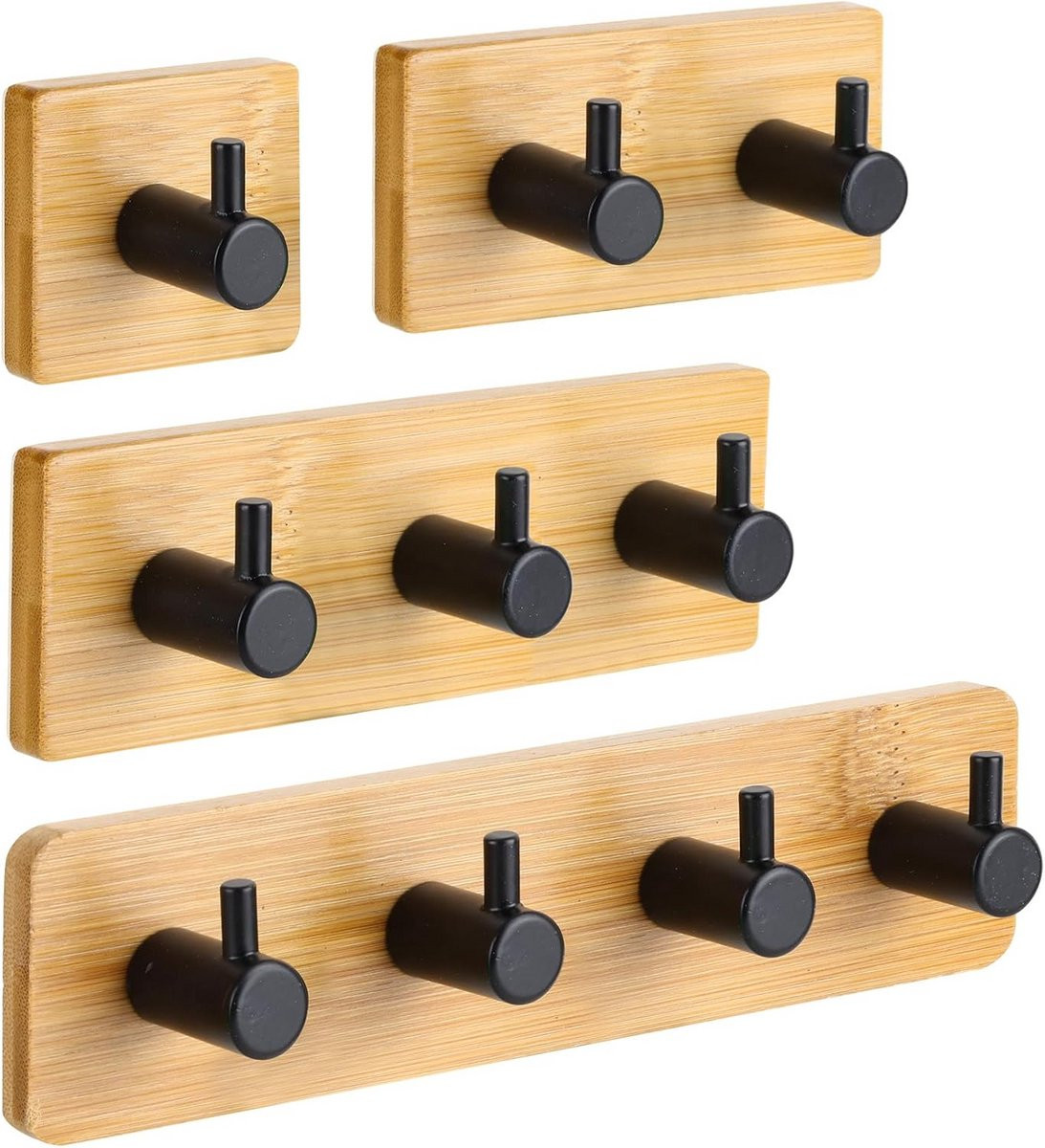 Set van 4 houten wandhaken voor decoratieve opslag in houtkleur