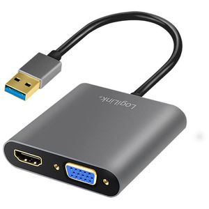 LogiLink USB-Adapter UA0234, schwarz, HDMI & VGA Buchse auf USB-A Stecker, USB 3.0