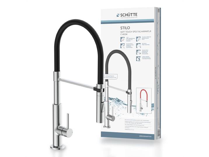 SCHÜTTE Küchenarmatur STILO mit Geschirrbrause, Wasserhahn Küche ausziehbar, 360° schwenkbare Mischbatterie Küche