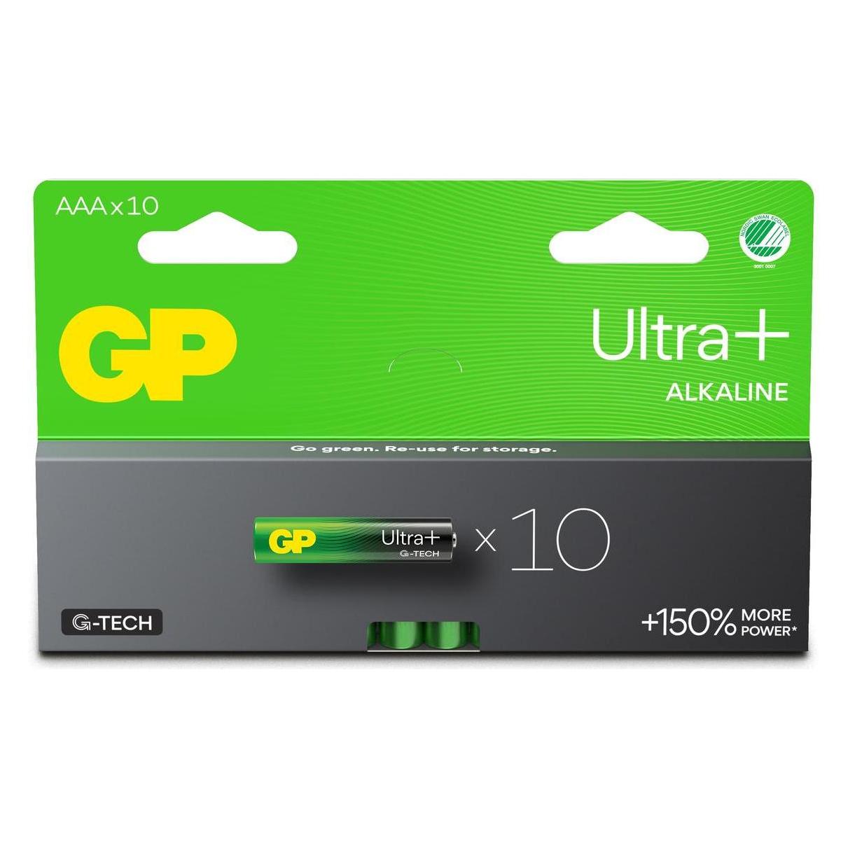 GP Batteries GP Ultra Plus Alkaline AAA Battery, 24AUP/LR03, 10-pack (10 Stk., AAA) (151442)