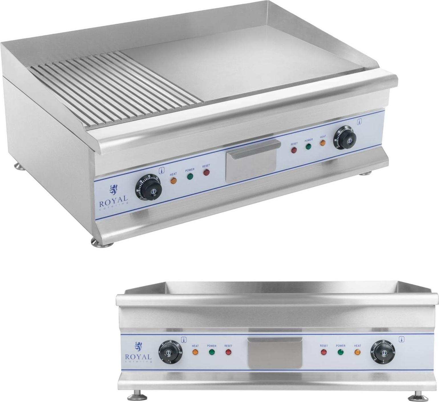 Expondo Royal Catering Doppel Elektro Grillplatte - 75 cm - glatt/geriffelt - 2 x 3200 W