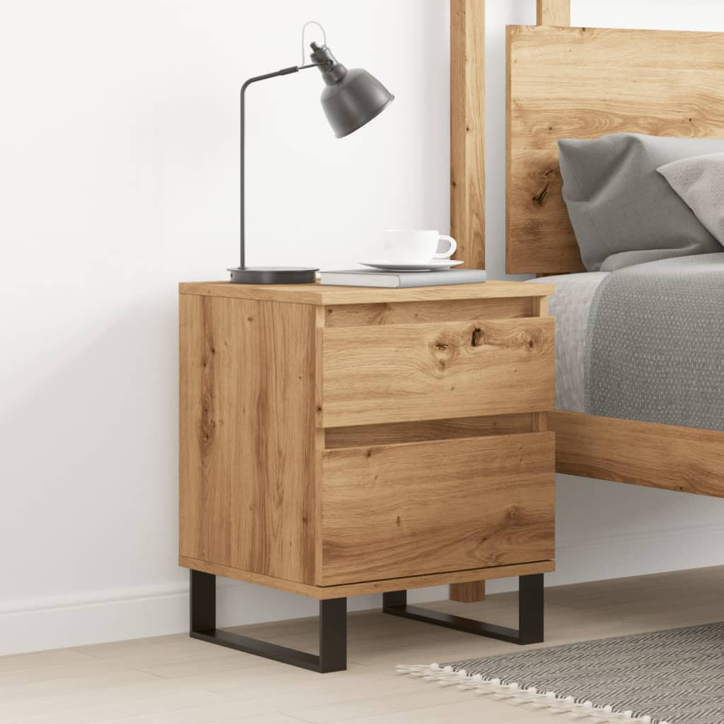 Borough Wharf Alicianna 40cm W Manufactured Wood Bedside Table Artisan Oak 50cm H X 40cm W X 35cm D