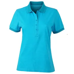 Damen Polo-Shirt Melange "JN705" - L - turquoise-melange/turquoise