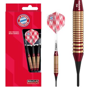Bulls Dartpfeile Brass Soft FC Bayern München, mit Kunststoffspitze, 18g, 3 Stück