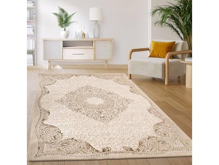 Paco Home Tapis Salon Chambre Vintage Oriental Abstrait Motif Moderne Beige\, Dimension:160x220 cm