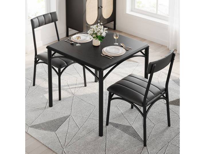 Table de Cuisine - SALUTMEUBLE - 4 Personnes - Noir - Style Scandinave - Montage facile