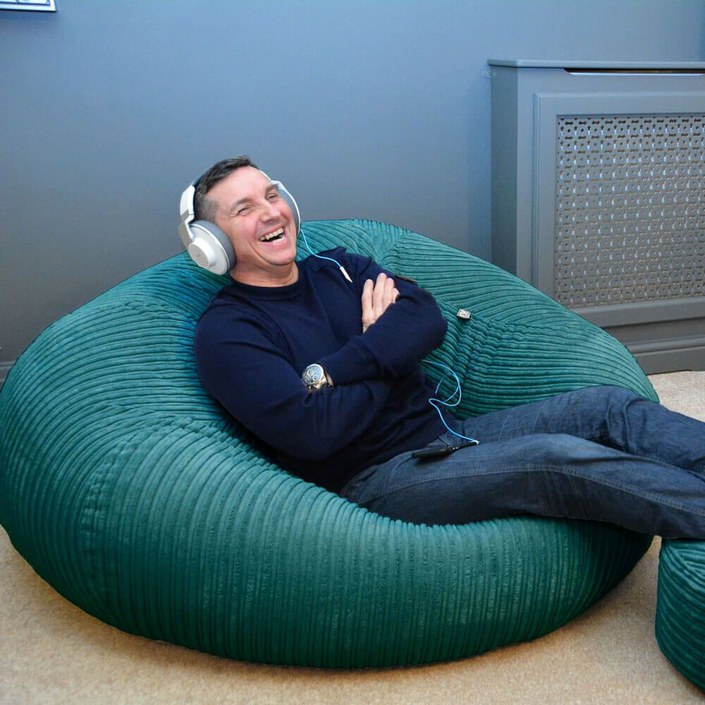 rucomfy Beanbags Jumbo Corduroy Huge Adult Bean Bag Chair. Extra Large Living Room Lounger. 125 (H) cm x 120 (W) cm Teal Large