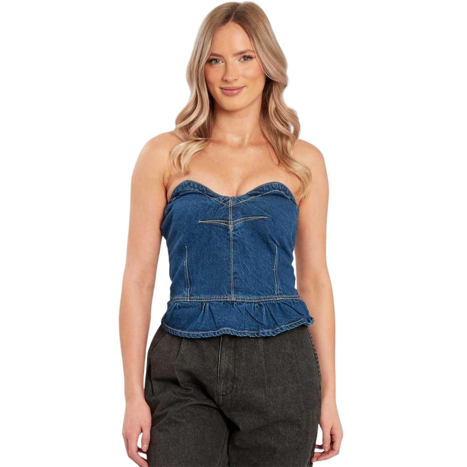 Influence Peplum-corsettop voor dames, getailleerd en uitlopend (Blauw)