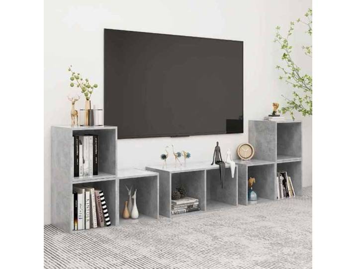 Ensemble Meuble TV Gris Béton Bois Ingénierie 6 Pièces Console Salon Moderne Design