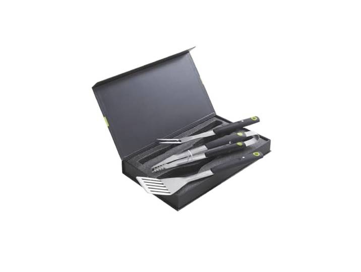 Cook'in Garden - Coffret d'ustensiles aimantés avec Manche Soft Touch Spatule\, Fourchette et Pince\, Inox avec Manche Soft Touch\, Aimantés pour mieux Ranger & Utiliser