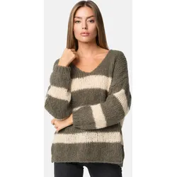 PM SELECTED Damen Warmer Strickpullover Pullover mit Candy Stripes in Einheitsgröße PM67