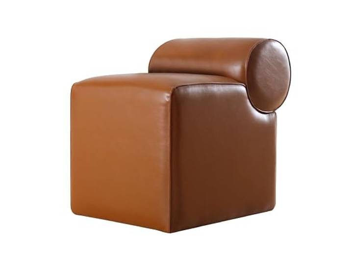 Atelier Del Sofa Stilvoller brauner Pouf, 100% Kunstleder, 45 x 56 x 60 cm 35 DNS Orthopädischer Schaumstoff, 6 cm dick PVC-beschichtete, verdeckte Beine, bequem und schick
