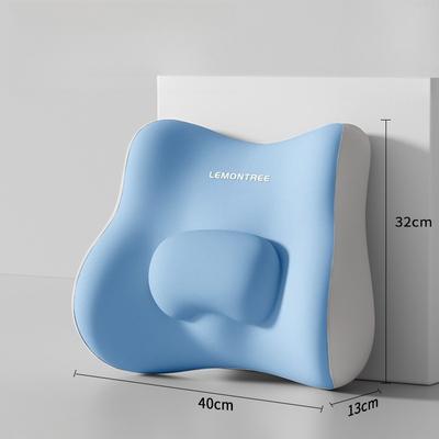 Cozy Casa Charm Ergonomic Lumbar Support Pillow & Memory Foam Back Cushion For Office Chair Posture Support blue