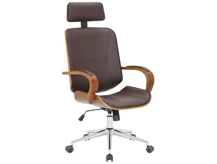 CLP Trading GmbH Dayton, Gepolsterter Sitz, Gepolsterte Rückenlehne, Braun, Walnuss, Braun, Walnuss, Kunstleder, Polyurethan (PU), Kunstleder, Polyurethan (PU)
