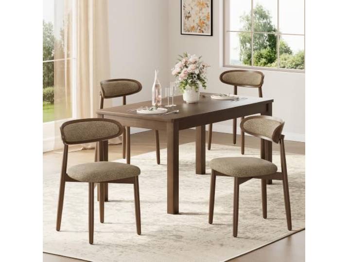 MALOL Esszimmerstühle 4er Set, Stühle Esszimmer, Ergonomischer Stuhl mit Massivholzrahmen, 5cm Schaumpolsterung, Bequeme Polstersitzfläche, Küchenstuhl für Zuhause und Gewerbe, Kamel