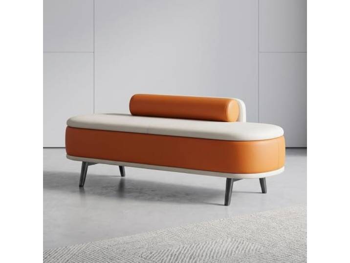 Gepolsterte Bettbank mit Stauraum, Sitzbank für Schlafzimmer & Flur Gepolsterte Oberfläche, Versteckter Stauraum, Massivholzrahmen, Metallbeine, Vielseitig(Orange,100*37*45cm)