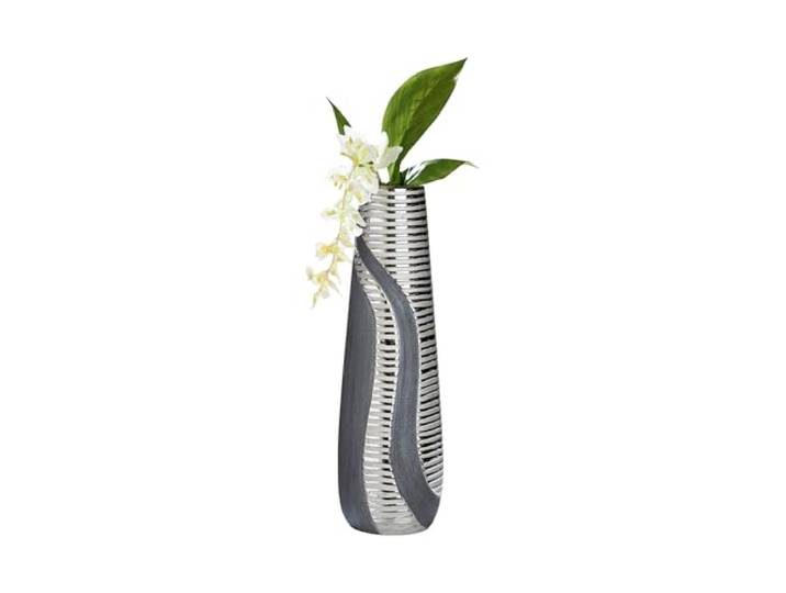 GILDE - Vase cône Séville - Vases décoratifs Modernes - Vase à Fleurs - Céramique - Anthracite-Argent - Hauteur 49 cm