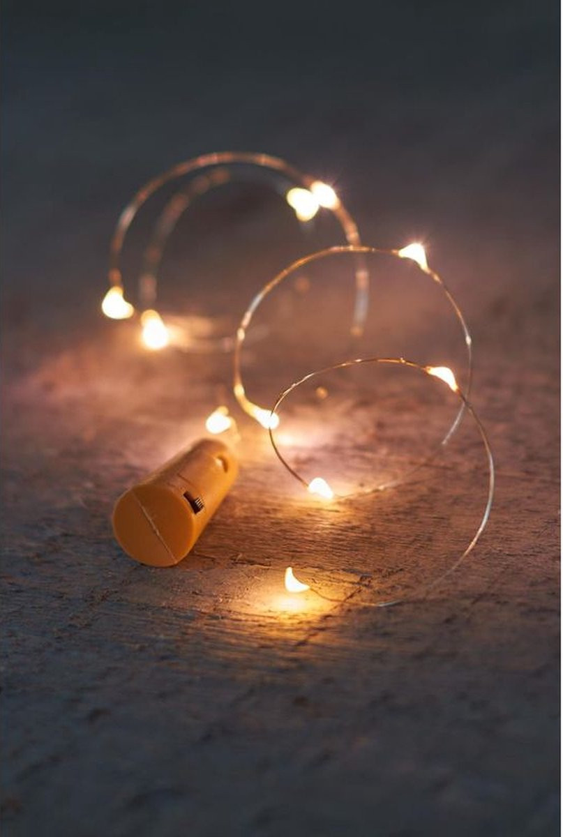 Kerstverlichting Flessendop met 10 LED Warm Wit inclusief 3x LR44 knoopcelbatterijen