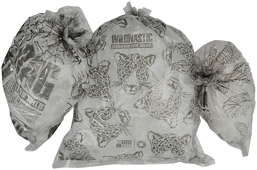 kaiserkraft Wildbag Müllbeutel, 100% Wildplastik, 30 µm, 60 l, VE 150 Stk