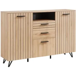 En.Casa, Kommode + Sideboard, Sideboard Noppen 100x150x38 cm Eicheoptik (150 x 38 x 100 cm)
