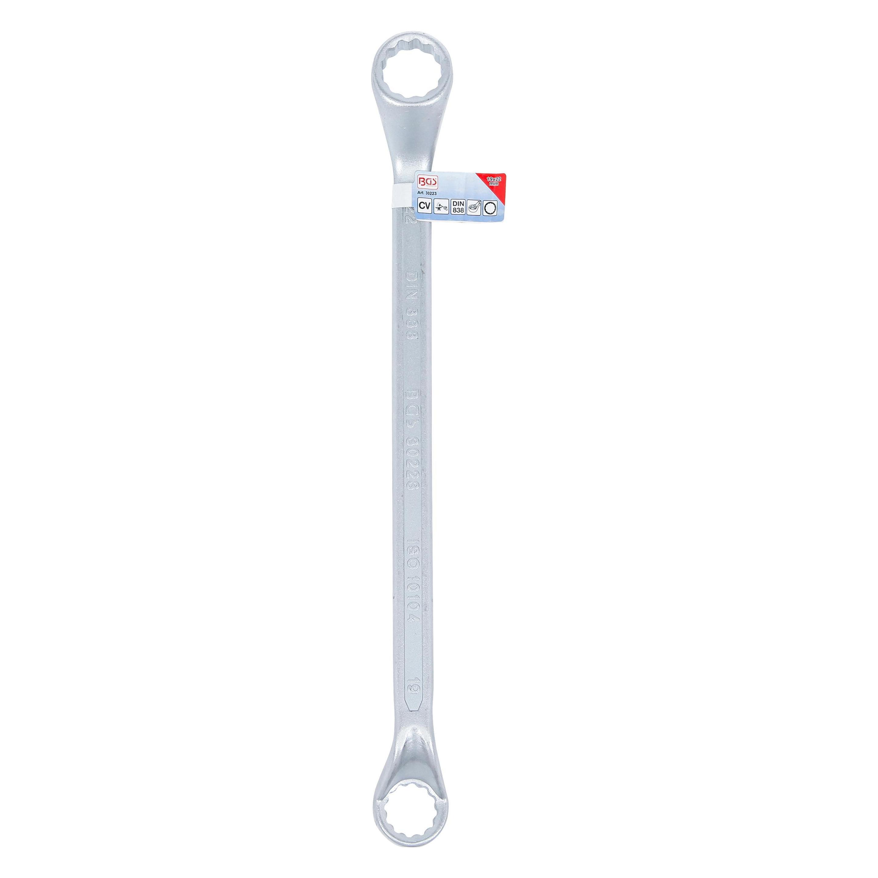 BGS Doppel-Ringschlüssel tief gekröpft SW 19 x 22 mm (19 mm, 22 mm) (30223)