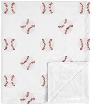 Sweet Jojo Designs Sports Baseball Patch Collection Boy Baby Receiving Security Swaddle Blanket - Red and White