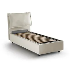 Alto - Einzelbett, Beige, Abnehmbarer Bezug Made in Italy