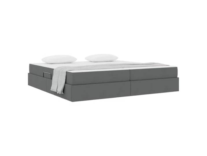 KTHLBRH Boxspringbett dunkelgrau 200 x 200 cm mit Matratze Hydraulisches Heben, Metallgestell, großer Raum, modernes Design