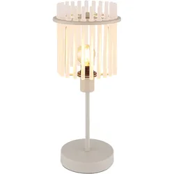 LED Tischlampe Tischleuchte Nachttischlampe Glasstäbe Schlafzimmerlampe sandfarben satiniert, 1x LED 6W 700Lm warmweiß, DxH 15x37,5 cm