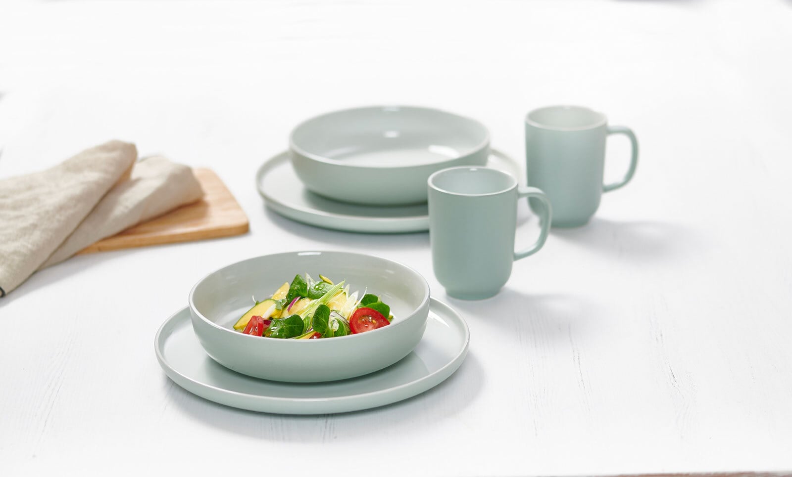 Geschirr-Set RITZENHOFF & BREKER "Brunchset Jasper 12er Set", grün (mint), 12, Keramik, Geschirr-Sets, Geschirr-Set, Spülmaschinengeeignet