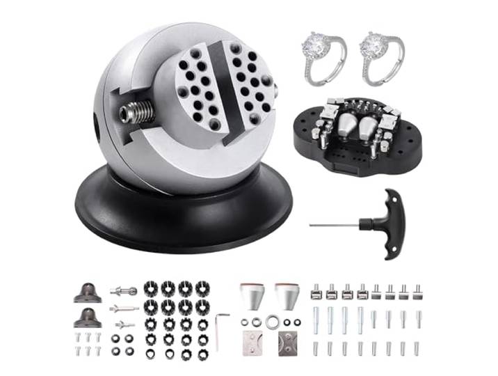 VEVOR Boulet de Graveur 78 mm Étau de Gravure Base Rotative à 360° Étau à Boule Mâchoire Réglable avec 70 Accessoires Outil de Réglage de Gravure pour Fabrication de Bijoux de Précision Bijoutier