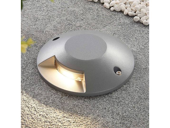 Lucande LED-Bodenstrahler Jeffrey, silber, 1 Lichtaustritt Jeffrey, alu / grau / zink, Aluminium, Modern