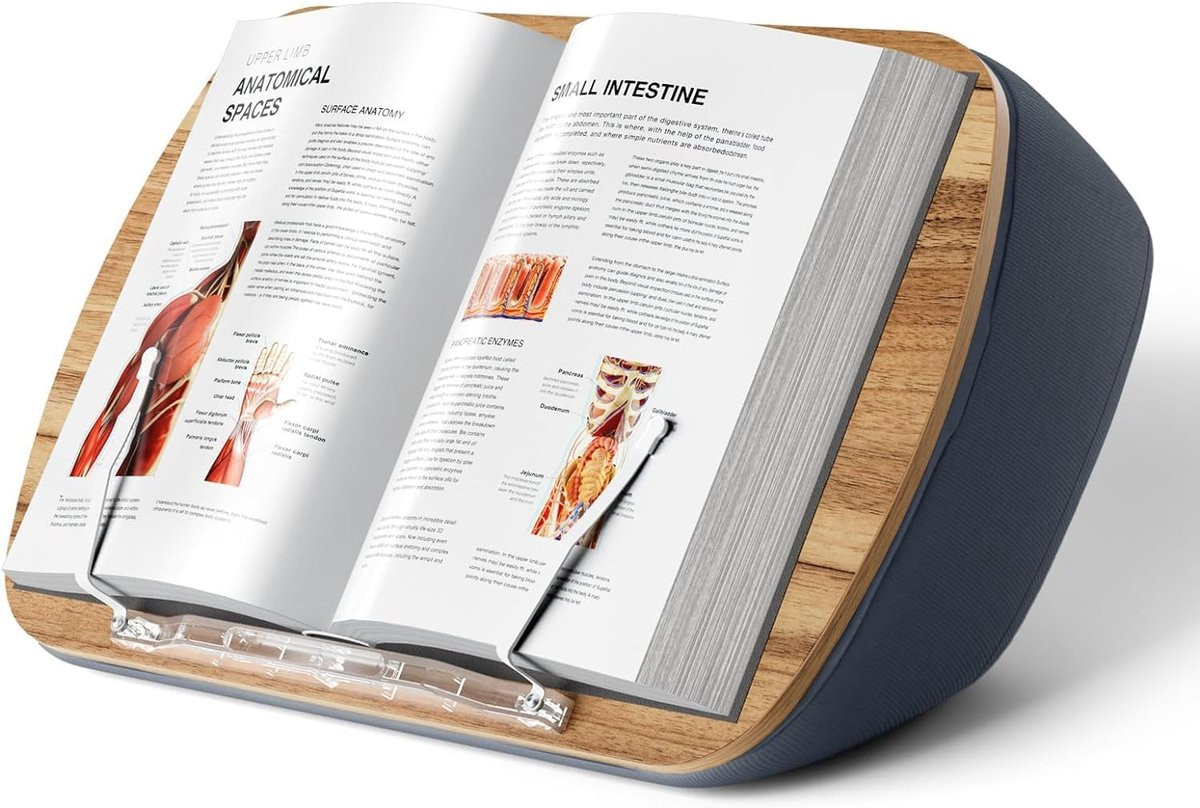 Grijs Boekstandaard Kussen met MDF Ondersteuning voor Comfortabel Lezen